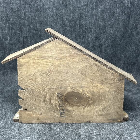 Vtg Italian Nativity Scene Handcrafted Collectible Unique Roofline Wooden Stable - Picture 5 of 14